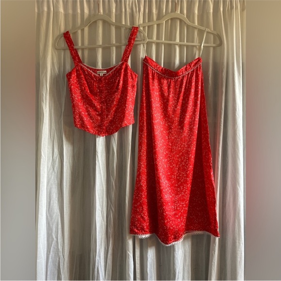 For Love and Lemons Chianti top and barbera midi skirt set pink XS - Picture 6 of 12